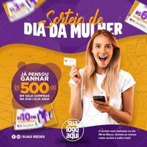 Social Media Dia Da Mulher Psd Edit Vel Sorteio Vale Compras