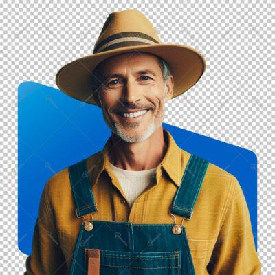 Homem do Campo Com Chapeu PNG Fundo Transparente Para Composição