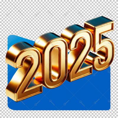 Feliz 2025 Ano Novo Para Composição Texto Selo 3D Dourado Render Sem Fundo PNG