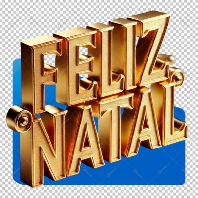 Selo 3D Feliz Natal Dourado Para Composição Fundo Transparente PNG sem Fundo