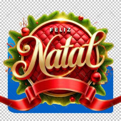 Selo 3D Feliz Natal Para Composição PNG Fundo Transparente