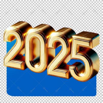 Texto 2025 Ano Novo Para Composição Render Selo 3D Sem Fundo